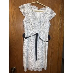 Calvin Klein Womens Cocktail Dress   Sleeveless Zip Up Floral Design White Sz 10